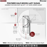 Rev-A-Shelf 2-Tier Plastic Half-Moon Blind Corner Cabinet Lazy Susan, 33 in