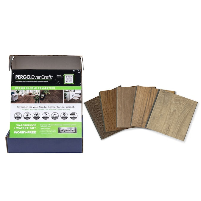 Pergo (Sample) Evercraft Brown Waterproof Wood Plank Laminate Flooring