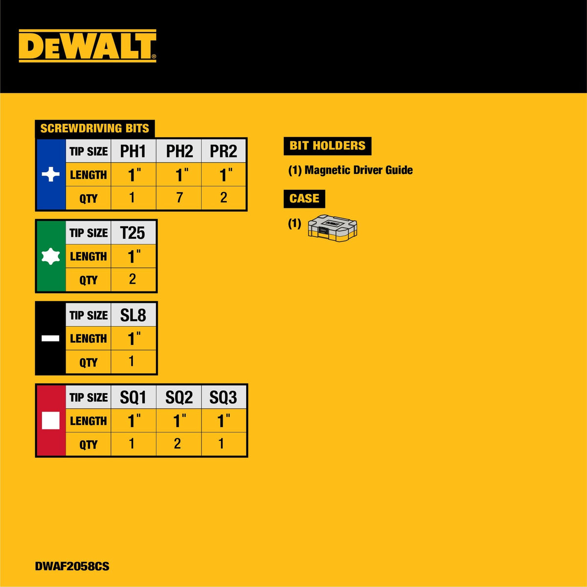 DEWALT 18-Pack 1-in Magnetic Screwdriving Bit Drive Guide Set