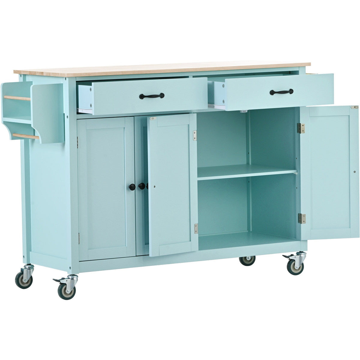 Runesay Green Mdf Base with Mdf Wood Top Rolling Kitchen Island (18.5-in x 54.33-in x 36.22-in)