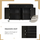 Runesay Black Mdf Base with Mdf Wood Top Rolling Kitchen Island (18.5-in x 54.33-in x 36.22-in)