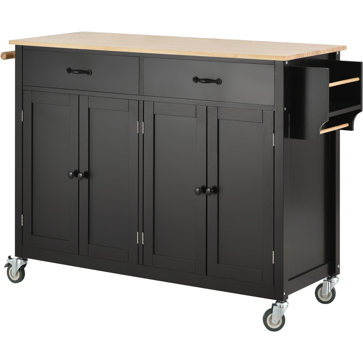 Runesay Black Mdf Base with Mdf Wood Top Rolling Kitchen Island (18.5-in x 54.33-in x 36.22-in)