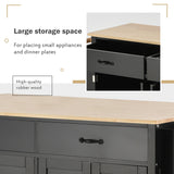 Runesay Black Mdf Base with Mdf Wood Top Rolling Kitchen Island (18.5-in x 54.33-in x 36.22-in)