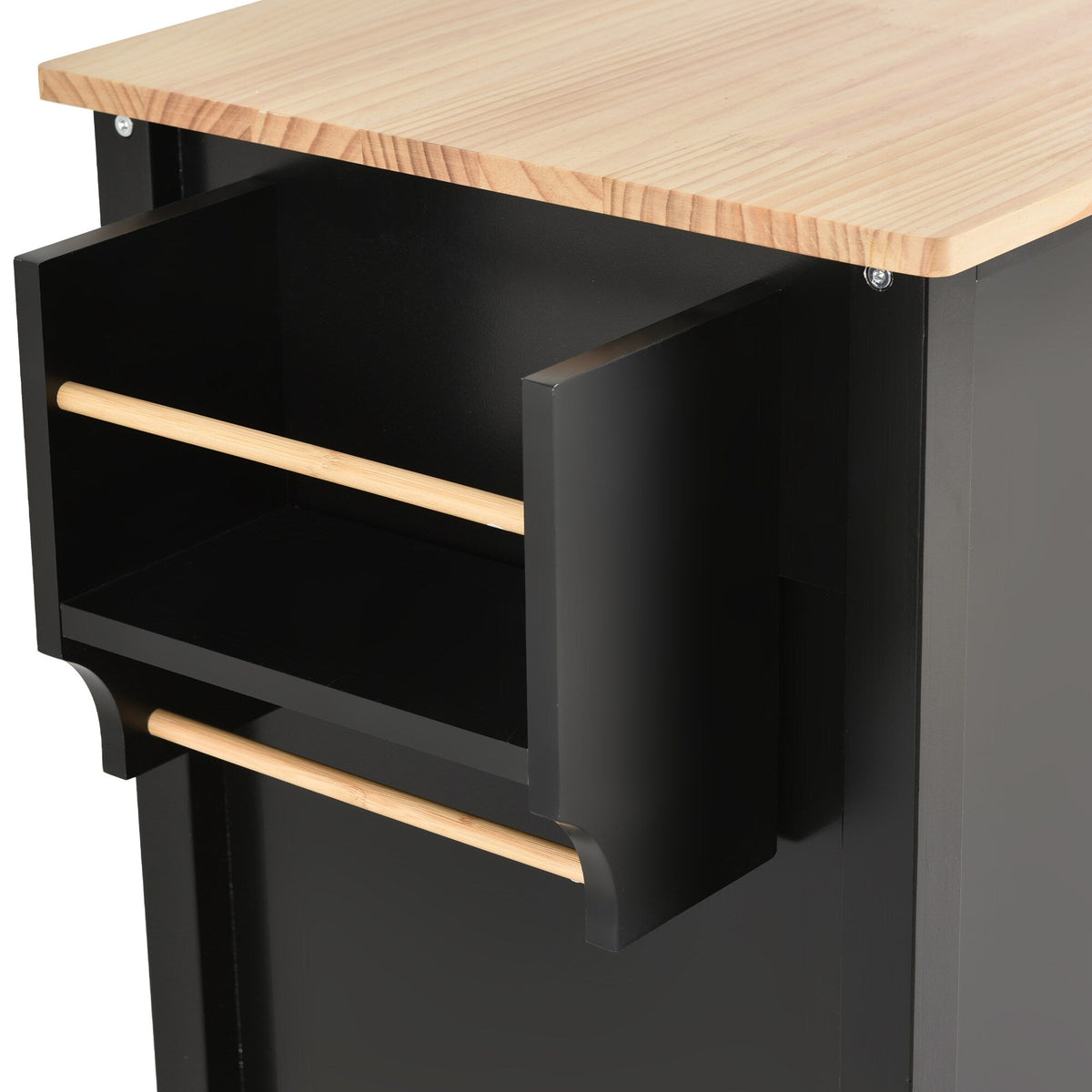 Runesay Black Mdf Base with Mdf Wood Top Rolling Kitchen Island (18.5-in x 54.33-in x 36.22-in)