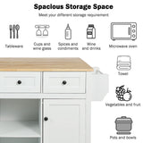 Runesay White Wood Base with Wood Top Rolling Kitchen Island (29.5-in x 53.1-in x 37.2-in)