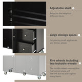 Runesay Black Wood Base with Wood Top Rolling Kitchen Island (29.5-in x 52.76-in x 36.81-in)