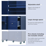 Runesay Blue Wood Base with Wood Top Rolling Kitchen Island (29.5-in x 52.76-in x 36.81-in)