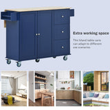 Runesay Blue Wood Base with Wood Top Rolling Kitchen Island (29.5-in x 52.76-in x 36.81-in)