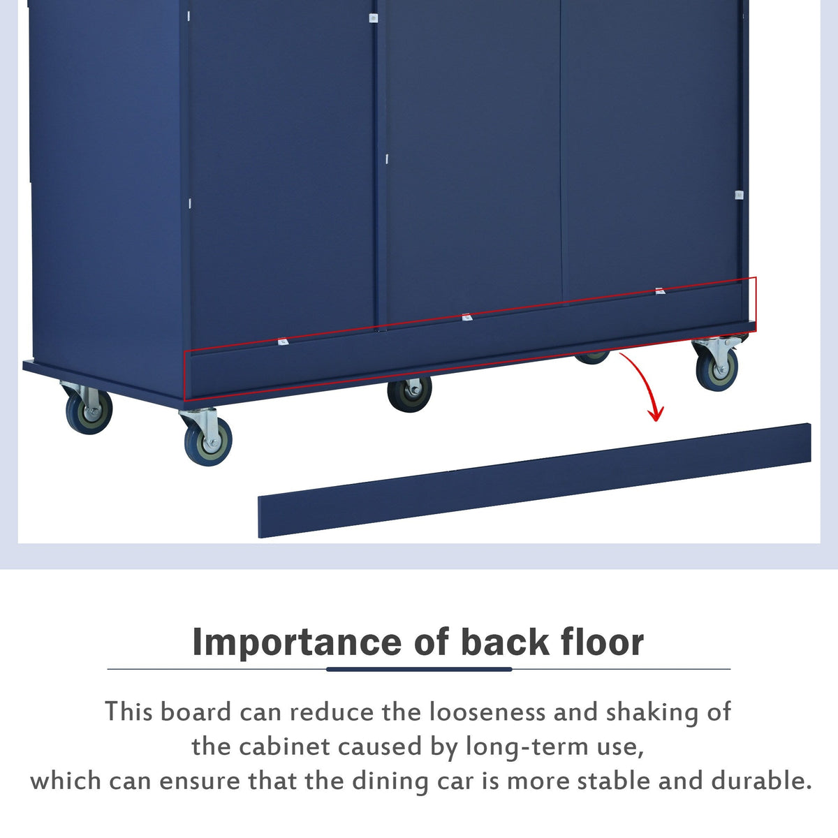 Runesay Blue Wood Base with Wood Top Rolling Kitchen Island (29.5-in x 52.76-in x 36.81-in)