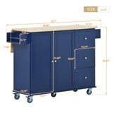 Runesay Blue Wood Base with Wood Top Rolling Kitchen Island (29.5-in x 52.76-in x 36.81-in)