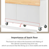 Runesay White Wood Base with Wood Top Rolling Kitchen Island (29.5-in x 52.76-in x 36.81-in)