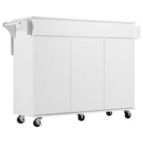 Runesay White Wood Base with Wood Top Rolling Kitchen Island (27.56-in x 53.15-in x 36.33-in)