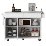 Runesay White Wood Base with Wood Top Rolling Kitchen Island (27.56-in x 53.15-in x 36.33-in)