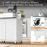 Runesay White Wood Base with Wood Top Rolling Kitchen Island (27.56-in x 53.15-in x 36.33-in)