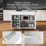 Runesay White Wood Base with Wood Top Rolling Kitchen Island (27.56-in x 53.15-in x 36.33-in)