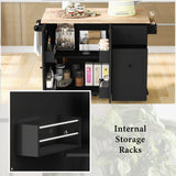 Runesay Black Wood Base with Wood Top Rolling Kitchen Island (28.74-in x 53.94-in x 36.81-in)