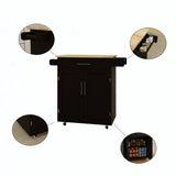 Runesay Black Wood Base with Wood Top Rolling Kitchen Island (17.72-in x 32.68-in x 36.02-in)