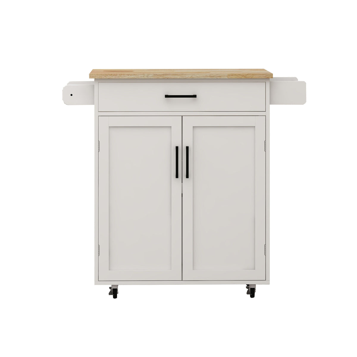 Runesay White Wood Base with Wood Top Rolling Kitchen Island (17.72-in x 28.74-in x 36.22-in)