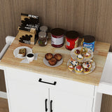 Runesay White Wood Base with Wood Top Rolling Kitchen Island (17.72-in x 28.74-in x 36.22-in)