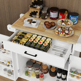 Runesay White Wood Base with Wood Top Rolling Kitchen Island (17.72-in x 28.74-in x 36.22-in)