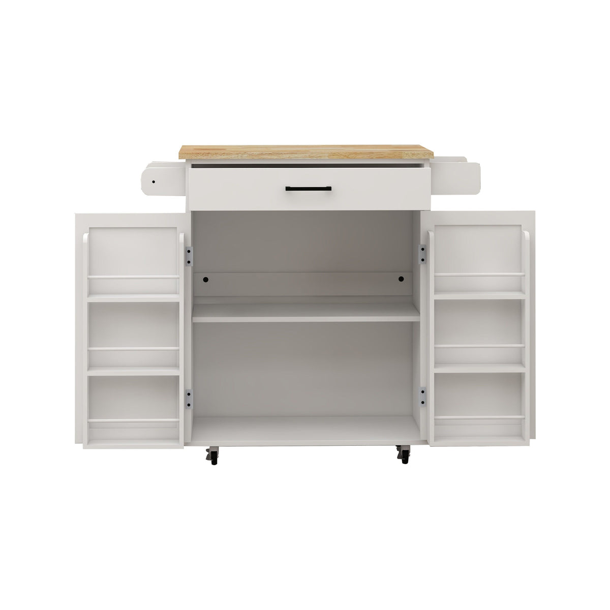 Runesay White Wood Base with Wood Top Rolling Kitchen Island (17.72-in x 28.74-in x 36.22-in)