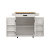 Runesay White Wood Base with Wood Top Rolling Kitchen Island (17.72-in x 28.74-in x 36.22-in)