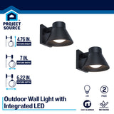 Project Source 2-Pack 4.76-in H Matte Black Dark Sky Integrated LED Outdoor Wall Light