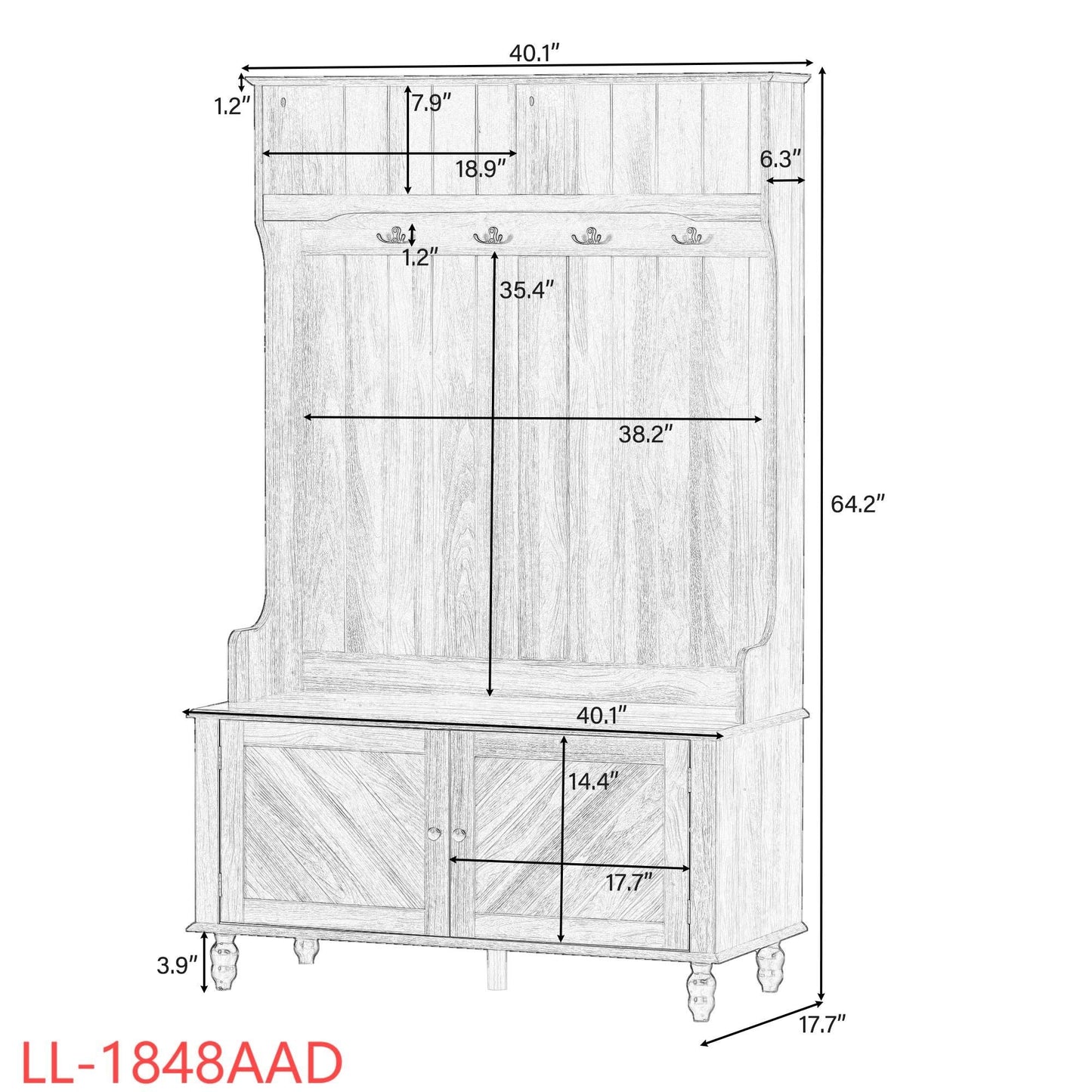 Yiekholo Casual 40.1-in Brown Wood Hall Tree