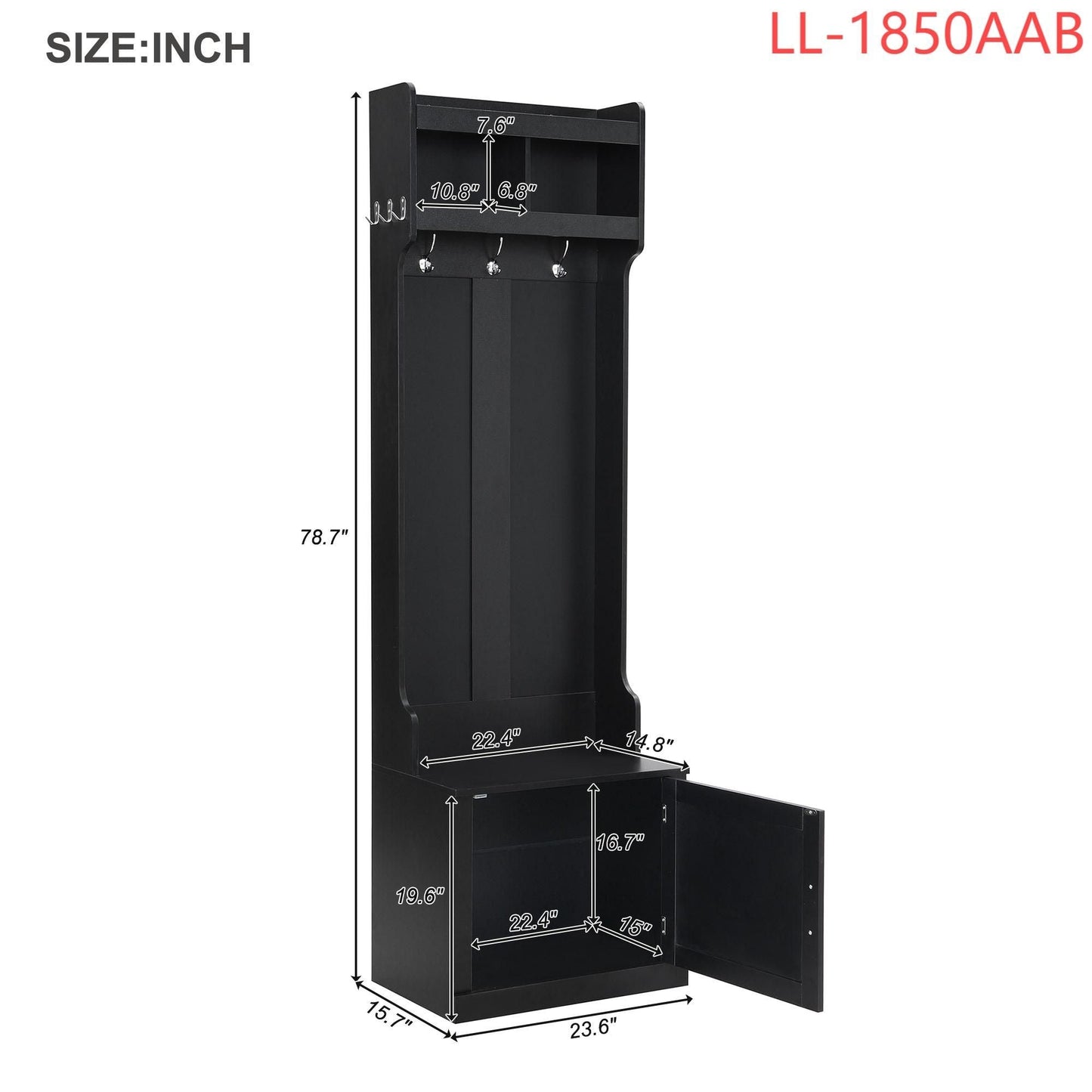 Yiekholo Casual 23.6-in Black Wood Hall Tree