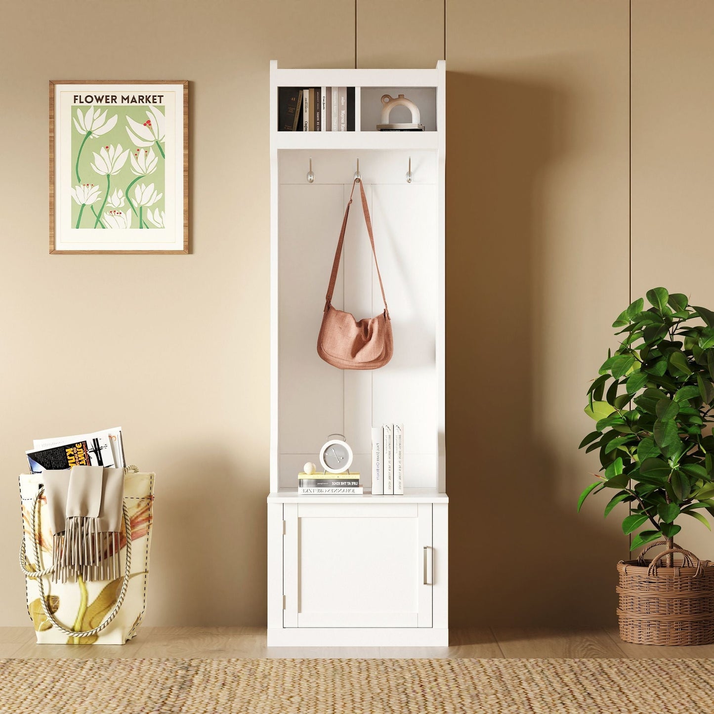 Yiekholo Casual 40.1-in White Wood Hall Tree