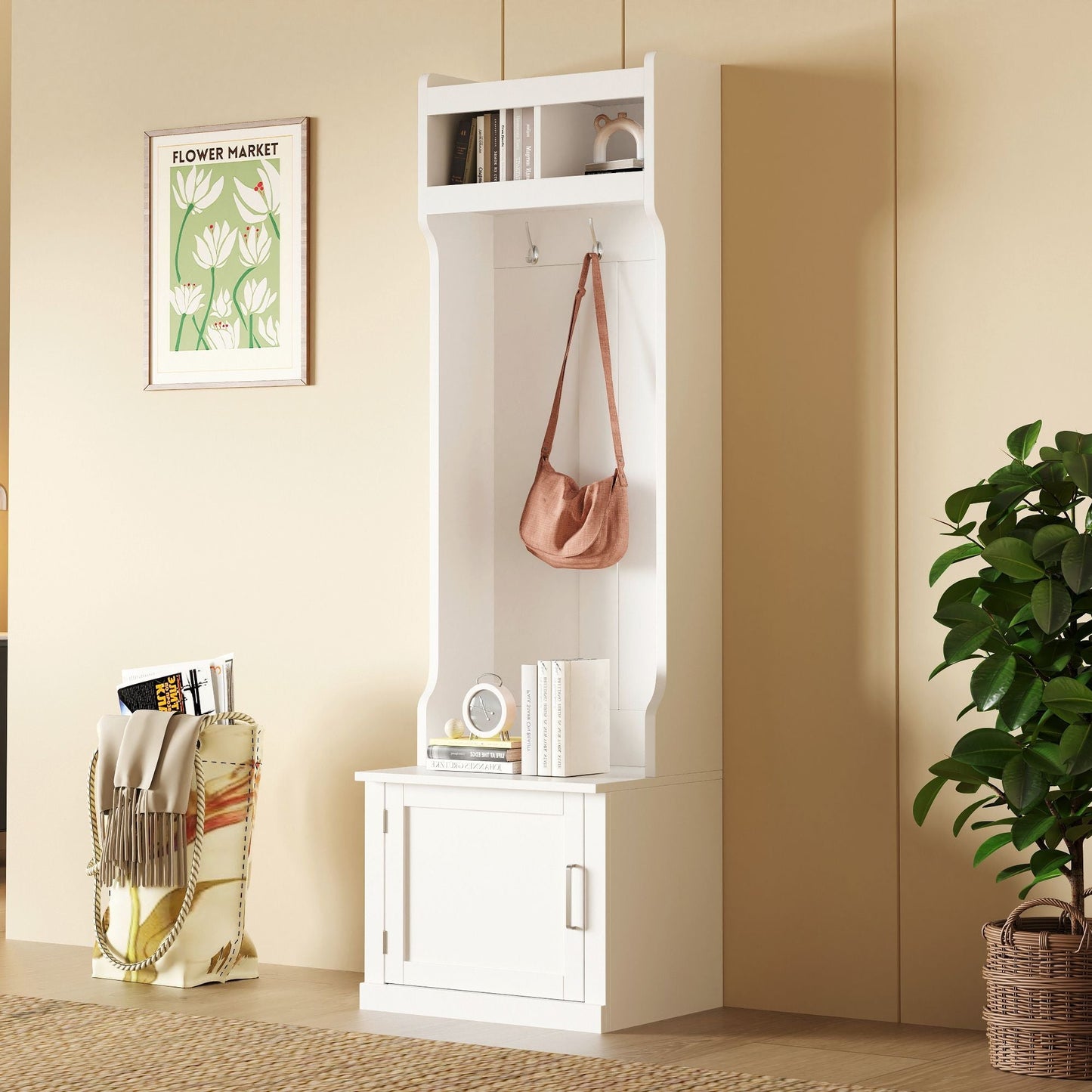 Yiekholo Casual 40.1-in White Wood Hall Tree