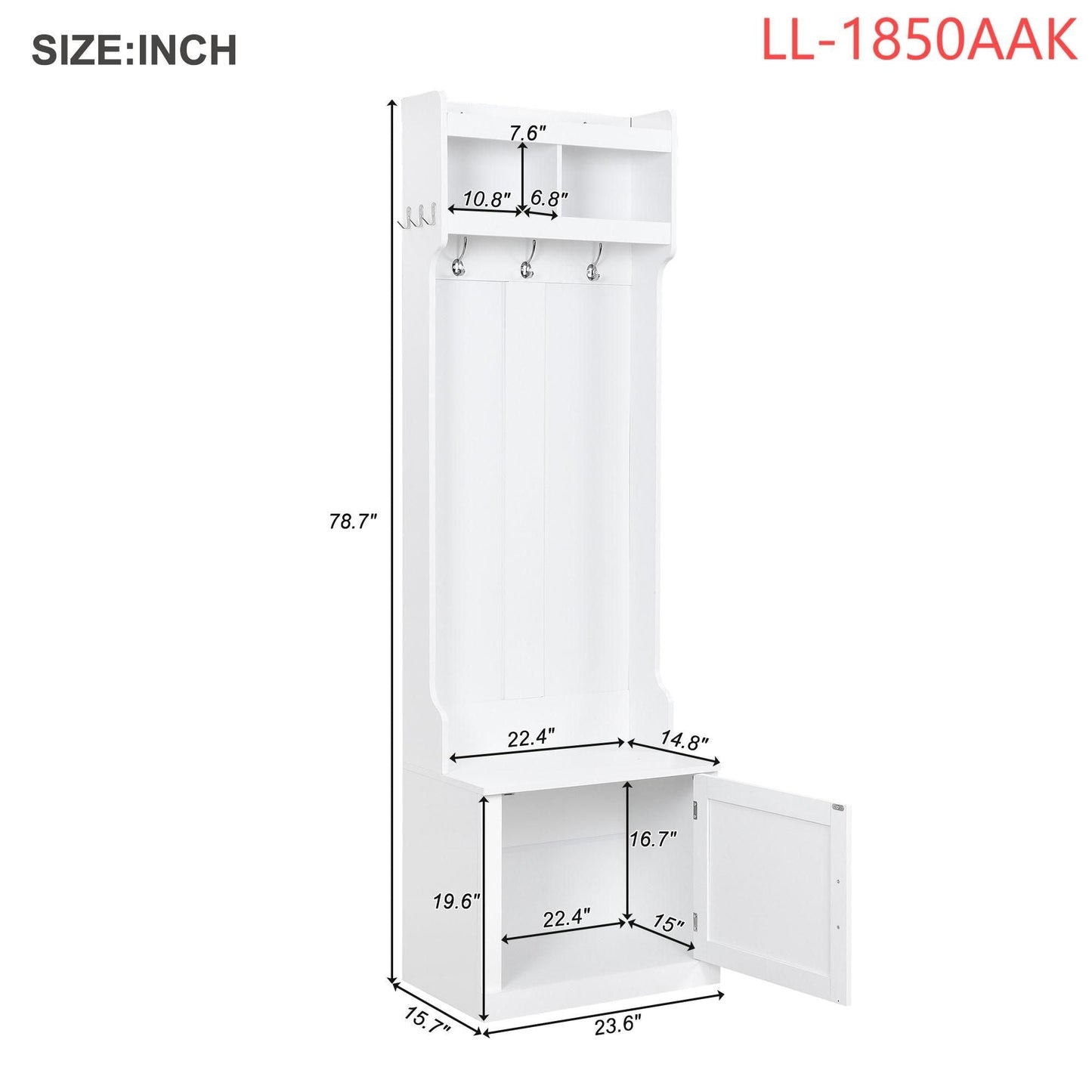 Yiekholo Casual 40.1-in White Wood Hall Tree