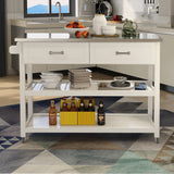 Nestfair White Wood Base with Mdf Wood Top Rolling Kitchen Cart (19.69-in x 47.2-in x 36.02-in)