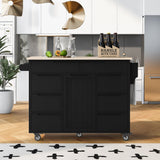 Nestfair Black Wood Base with Mdf Wood Top Rolling Kitchen Island (18.5-in x 53.1-in x 37-in)