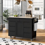 Nestfair Black Wood Base with Mdf Wood Top Rolling Kitchen Island (18.5-in x 53.1-in x 37-in)