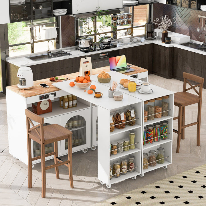 Nestfair White Wood Base with Mdf Wood Top Rolling Kitchen Island (16.92-in x 33.22-in x 37.12-in)