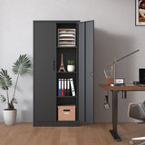 Kahomvis Black 3-Shelf Office Cabinet