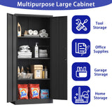 Kahomvis Black 3-Shelf Office Cabinet