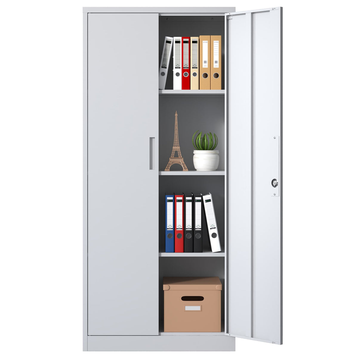 Kahomvis White 3-Shelf Office Cabinet