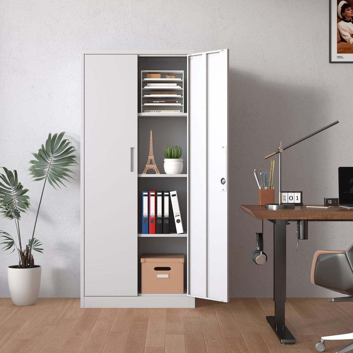 Kahomvis White 3-Shelf Office Cabinet