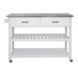 Nestfair White Wood Base with Mdf Wood Top Rolling Kitchen Cart (19.69-in x 47.2-in x 36.02-in)