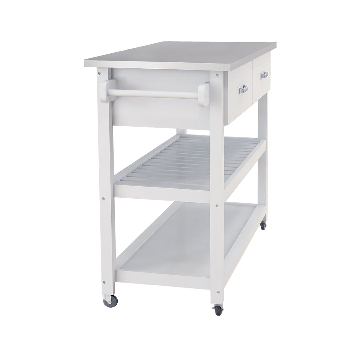 Nestfair White Wood Base with Mdf Wood Top Rolling Kitchen Cart (19.69-in x 47.2-in x 36.02-in)
