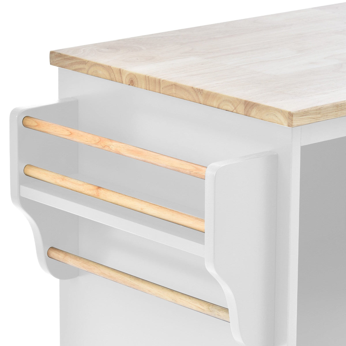Nestfair White Wood Base with Mdf Wood Top Rolling Kitchen Island (18.1-in x 50.8-in x 36.2-in)
