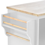 Nestfair White Wood Base with Mdf Wood Top Rolling Kitchen Island (18.1-in x 50.8-in x 36.2-in)