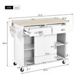 Nestfair White Wood Base with Mdf Wood Top Rolling Kitchen Island (20.5-in x 52.2-in x 36.6-in)