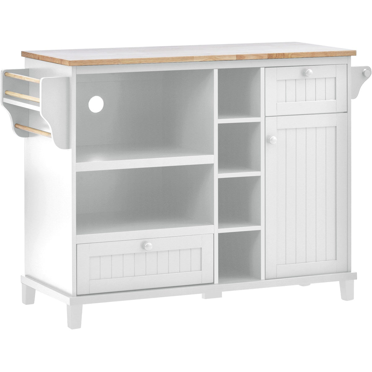 Nestfair White Wood Base with Mdf Wood Top Rolling Kitchen Island (18.1-in x 50.8-in x 36.2-in)