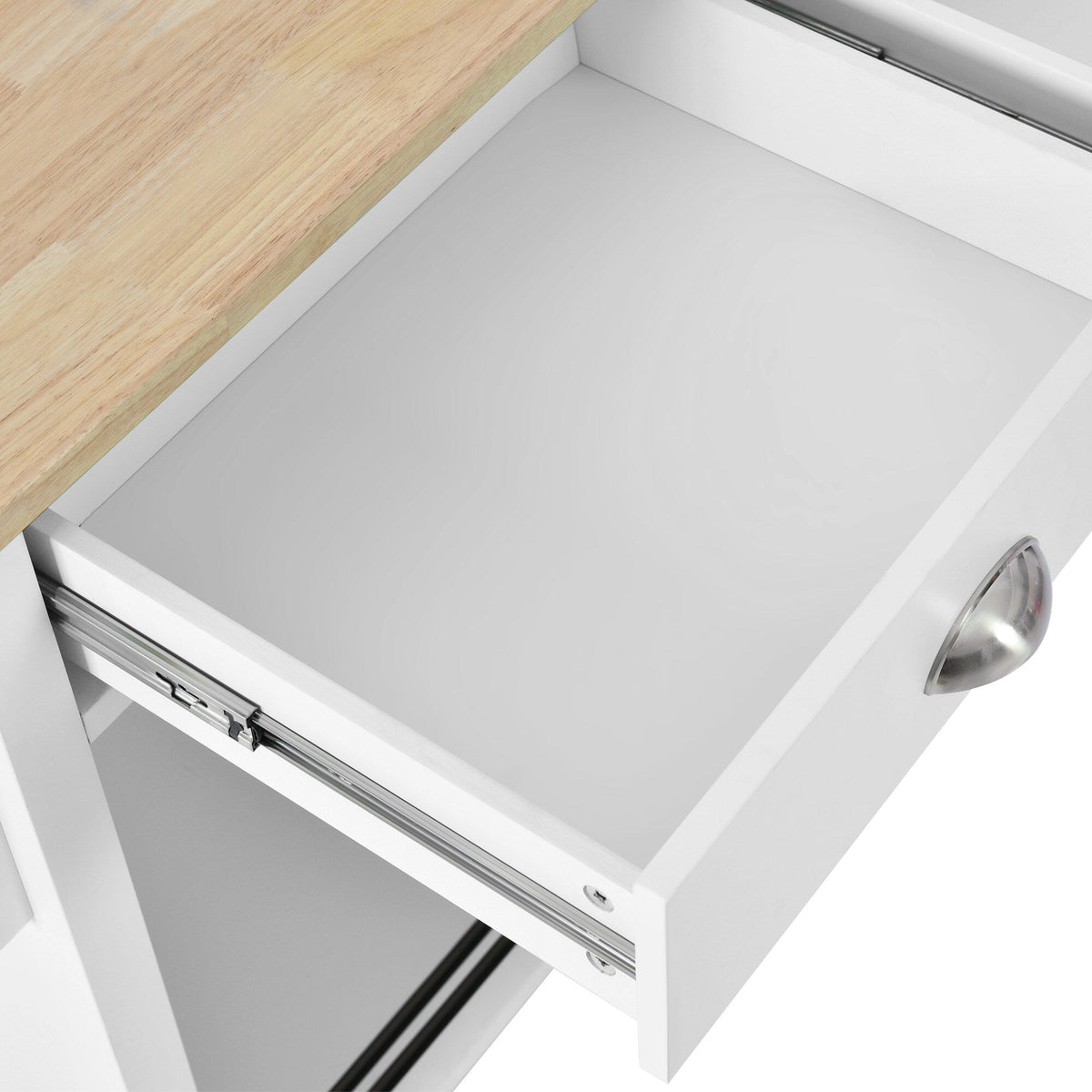 Nestfair White Wood Base with Mdf Wood Top Rolling Kitchen Island (20.5-in x 52.2-in x 36.6-in)
