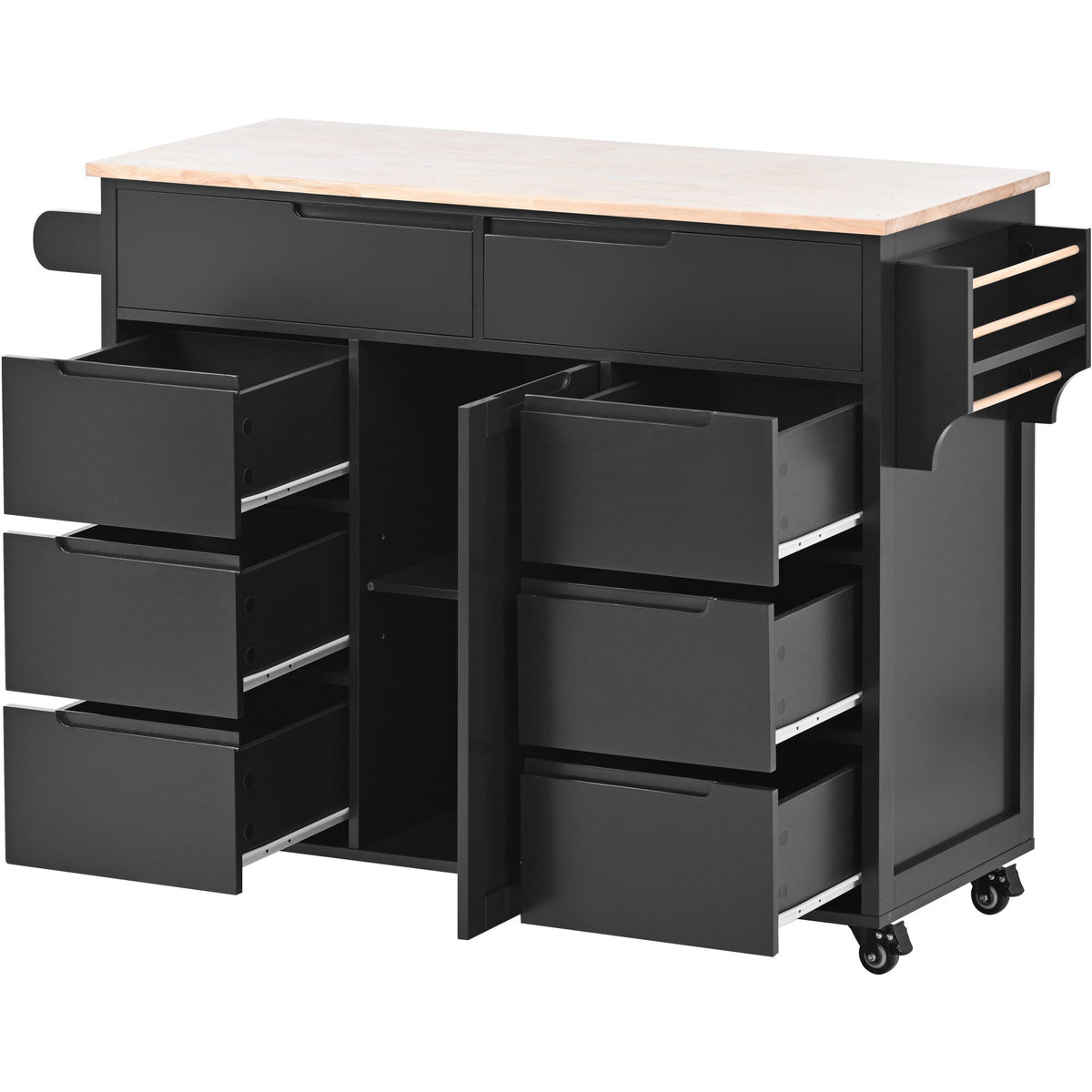 Nestfair Black Wood Base with Mdf Wood Top Rolling Kitchen Island (18.5-in x 53.1-in x 37-in)