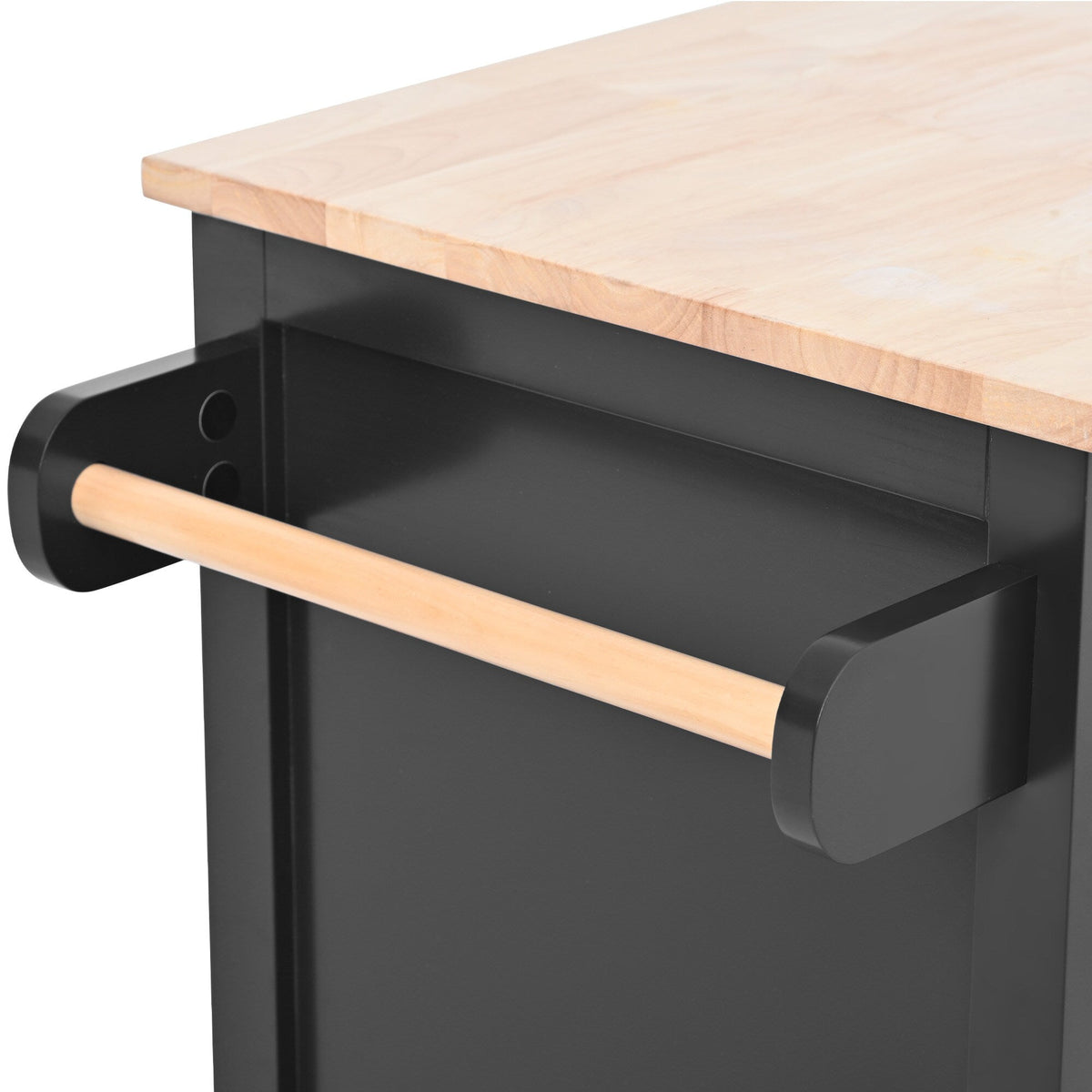 Nestfair Black Wood Base with Mdf Wood Top Rolling Kitchen Island (18.5-in x 53.1-in x 37-in)