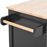 Nestfair Black Wood Base with Mdf Wood Top Rolling Kitchen Island (18.5-in x 53.1-in x 37-in)